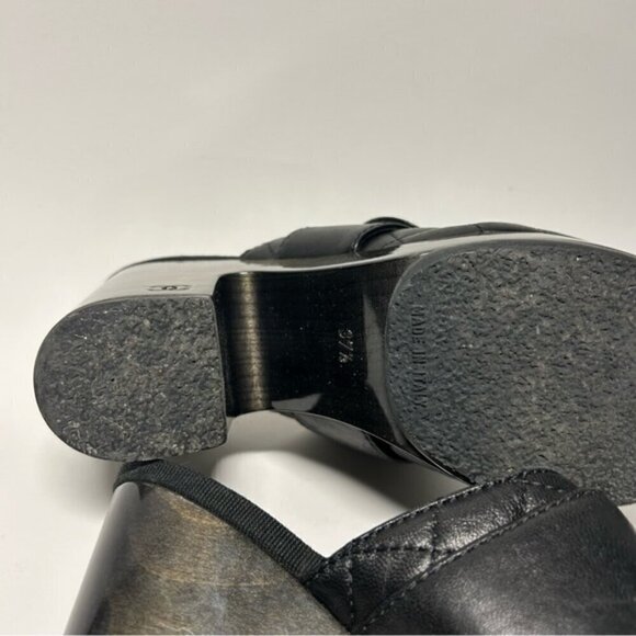 Chanel Black Clog Quilted Mule Leather Turn Lock Size 37.5 - Picture 12 of 14